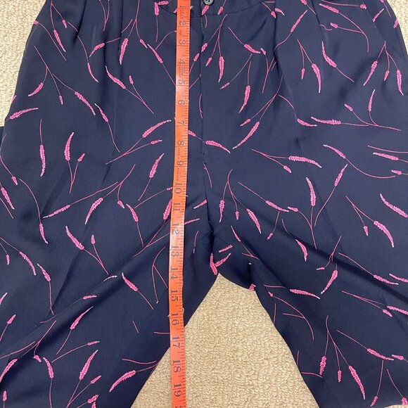 Vintage Floral Botanical Print High Waist Trousers Black Pink - Picture 8 of 9